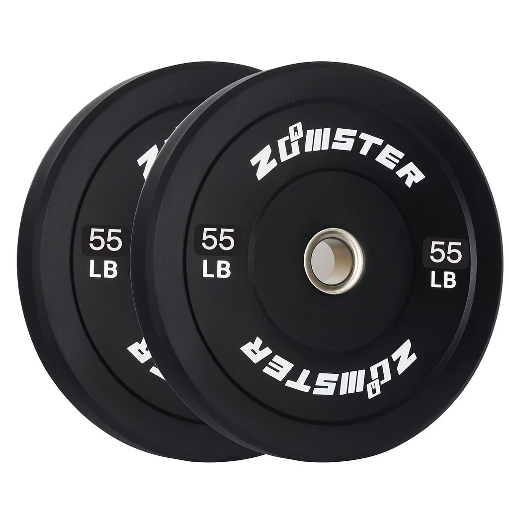 Rubber Bumper Weight Plates Olympic 2-Inch Steel Insert for Strength Training, Weightlifting & Home Gym – 35LB/55LB Pair
