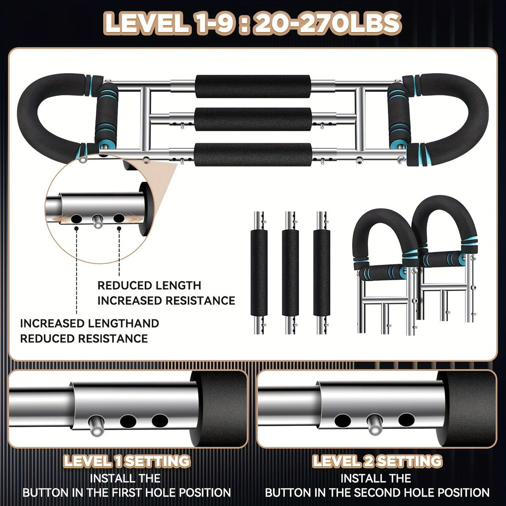 Spring Chest Expander Bar – Adjustable Arm & Tricep Trainer