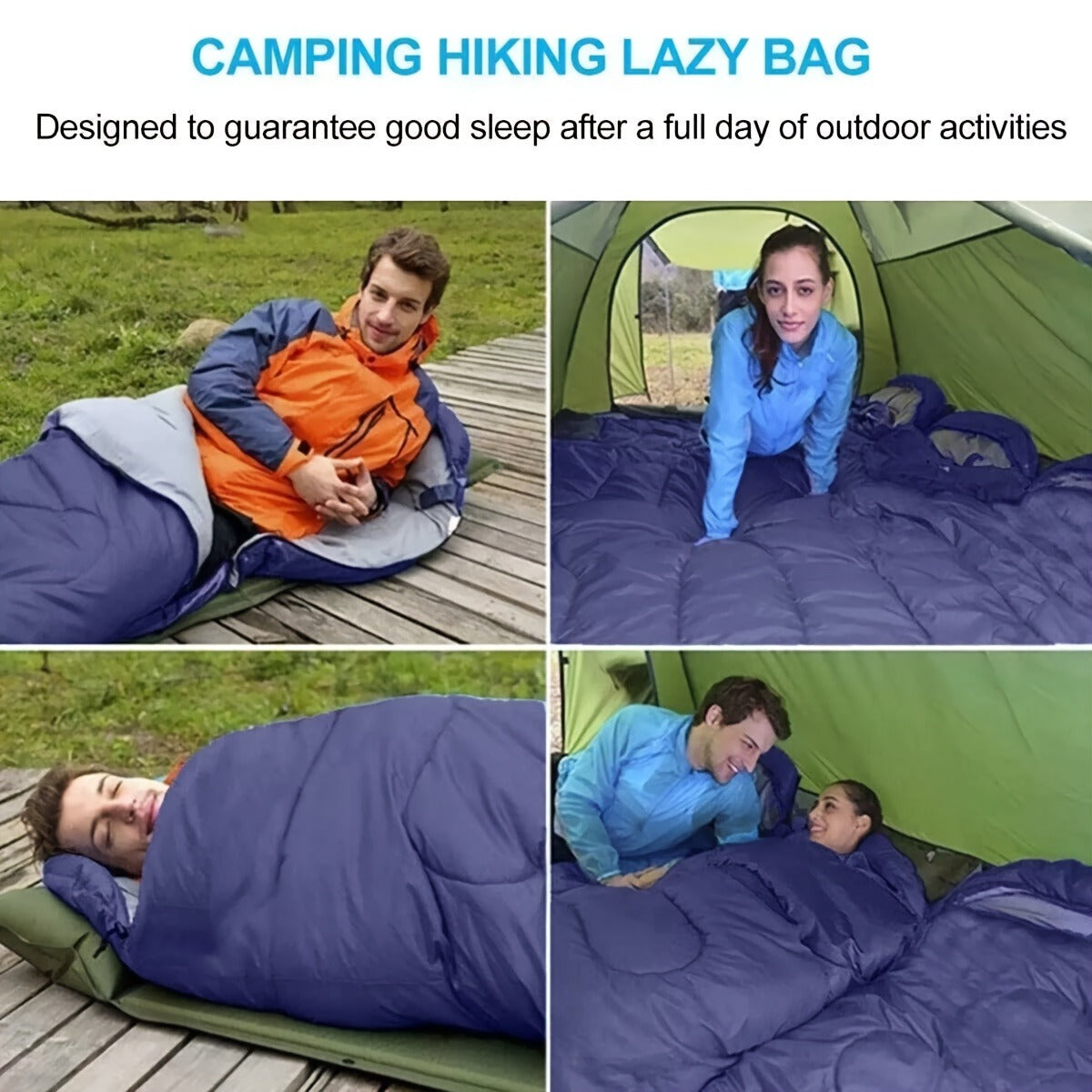 Lightweight 4 Season Sleeping Bag Envelope Design with Drawstring Closure Adjustable Hood Strap Portable Camping Sleep Bag for Backpacking Hiking Mountaineering Travel Indoor Outdoor