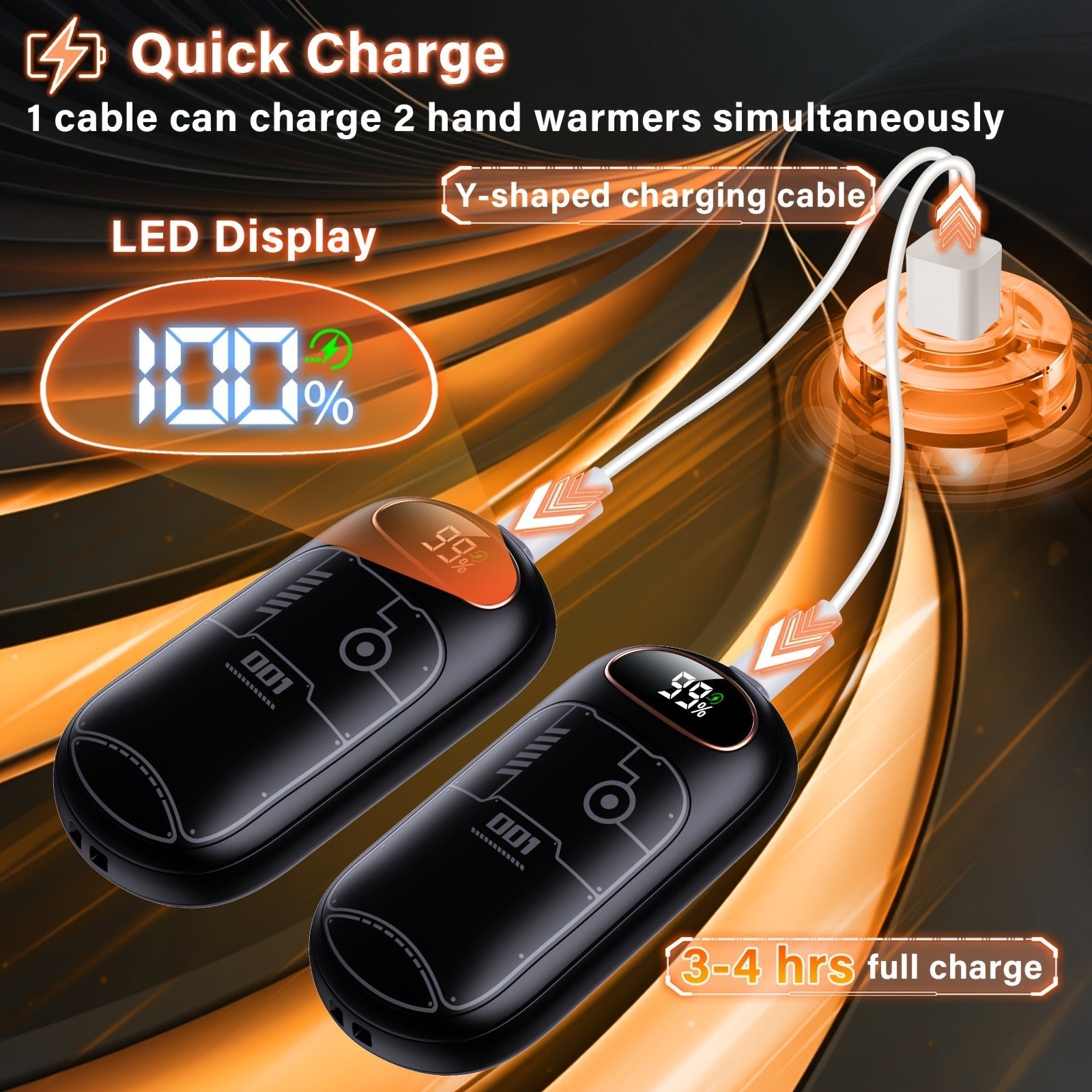 Rechargeable Hand Warmers 2-Pack – 2-in-1 Electric Hand Warmer & Power Bank with LED Display, Heats Up to 131°F, USB-C Fast Charge, Long-Lasting Heat for Golf, Hunting, Camping, Raynaud's, Men Women Kids