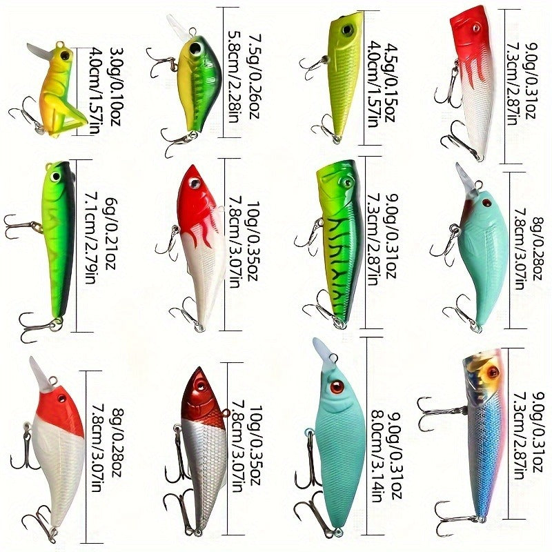 Fishing Lure Kit Tackle Set with Tackle Box – Minnow Baits, Spoon Lures, Soft Worm Baits, Frog Soft Bait, Jig Heads & Rigs – 110pcs / 252pcs / 361pcs Mixed Color Assortment for Bass Trout Pike