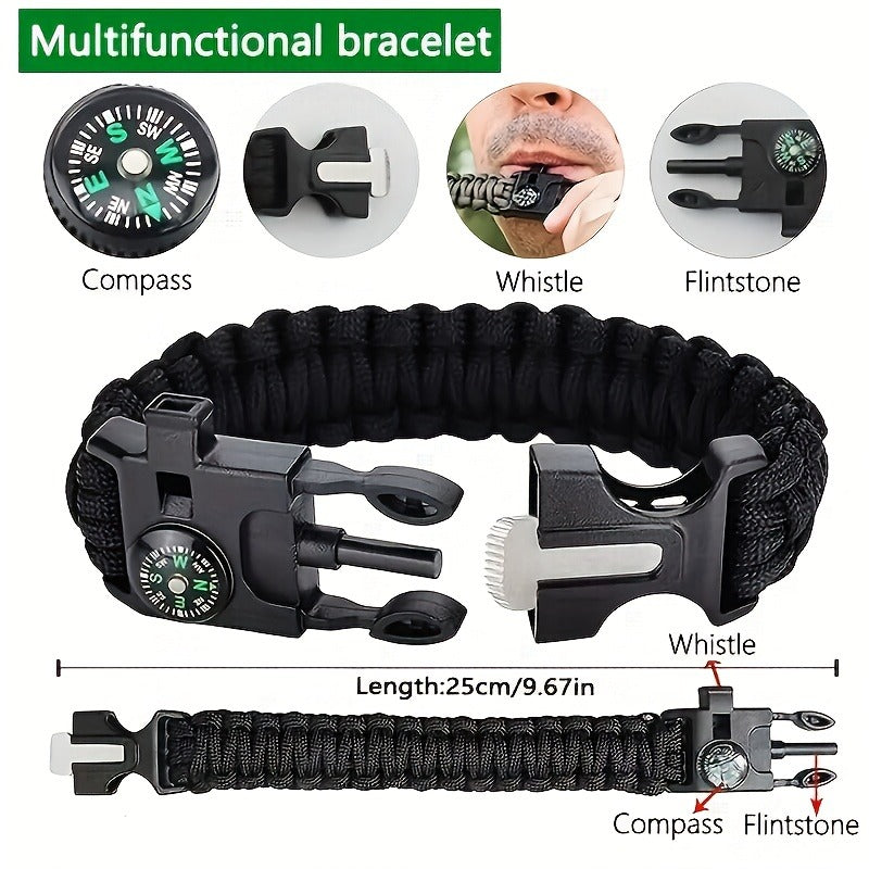 Tactical Survival Kit Multi-Tool Box – Emergency Outdoor Gear with Magnesium Fire Starter, Flint & First Aid Supplies for Camping, Hiking, Hunting & SOS Situations – Best Gift for Men