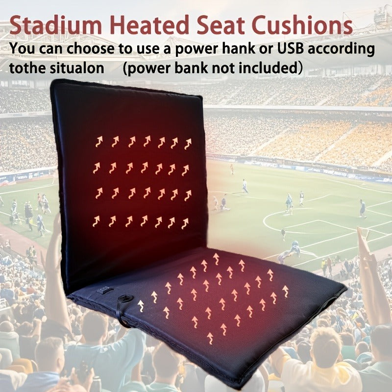 USB Heated Seat Cushion Foldable Heating Pad with 3 Adjustable Heat Modes – Portable Electric Warming Cushion for Stadium, Camping, Office & Outdoor Use, Available in 1pc & 2pcs (USB Power, No Battery)