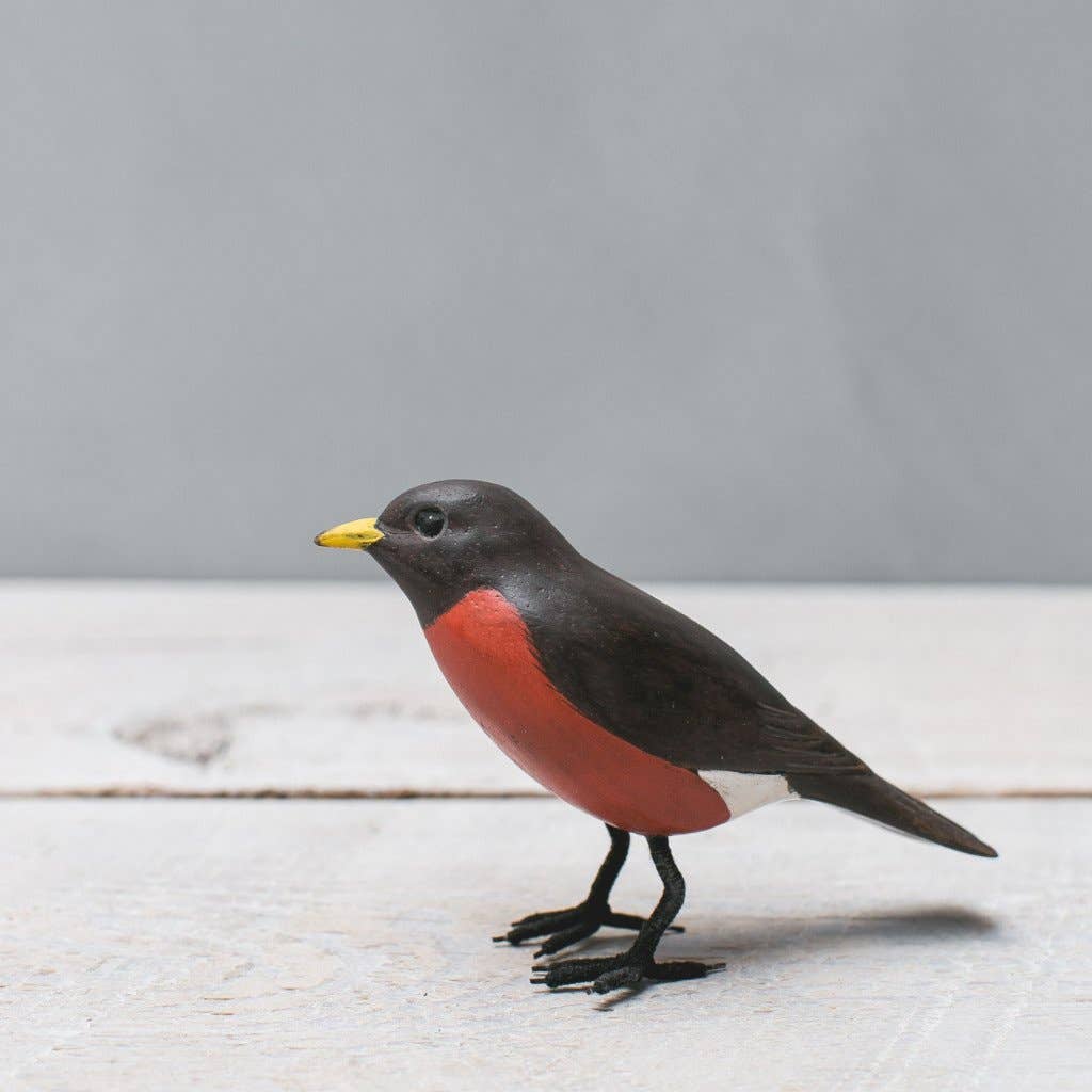 Hand Carved Mini Robin Bird - 3"H
