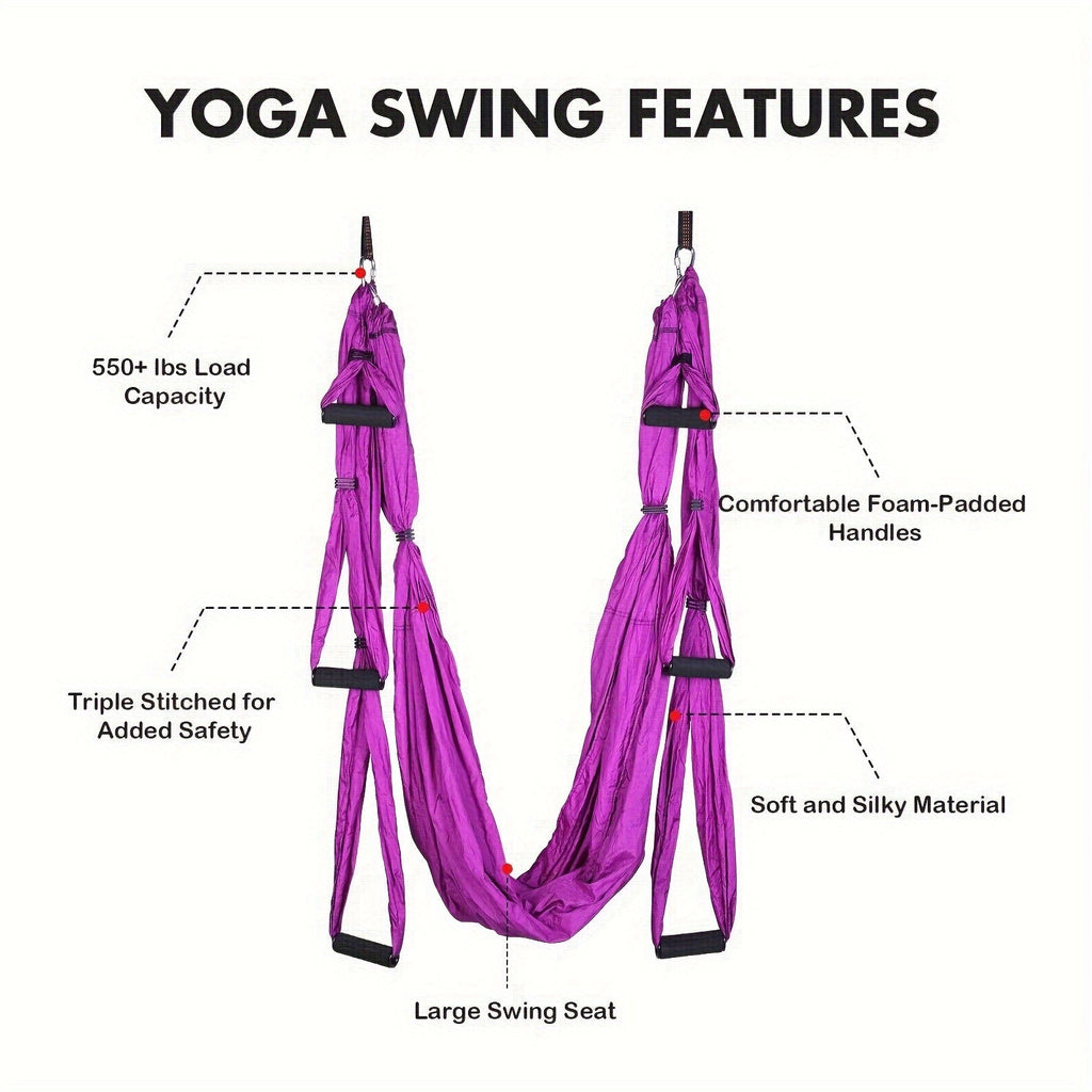 Aerial Yoga Swing Hammock – Nylon Fabric for Flying Poses, Inversions & Versatile Yoga Practice at Home or Gym, Supports Aerial & Anti-Gravity Yoga