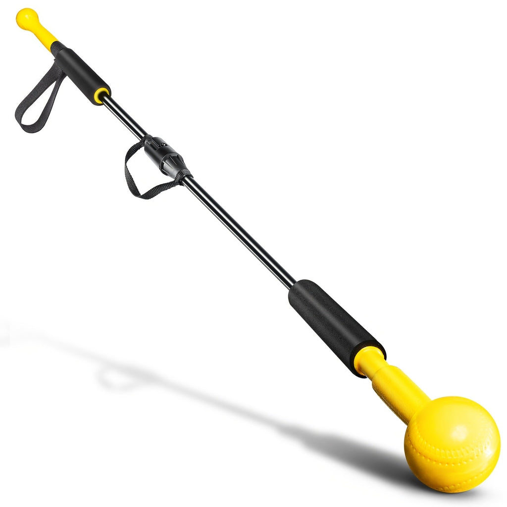 Baseball Swing Trainer Hitting Stick 54 Inch with Dual-Size Ball Head – Portable Softball Practice Bat for Individual Coaching, Batting Drills & Swing Mechanics Training, Yellow