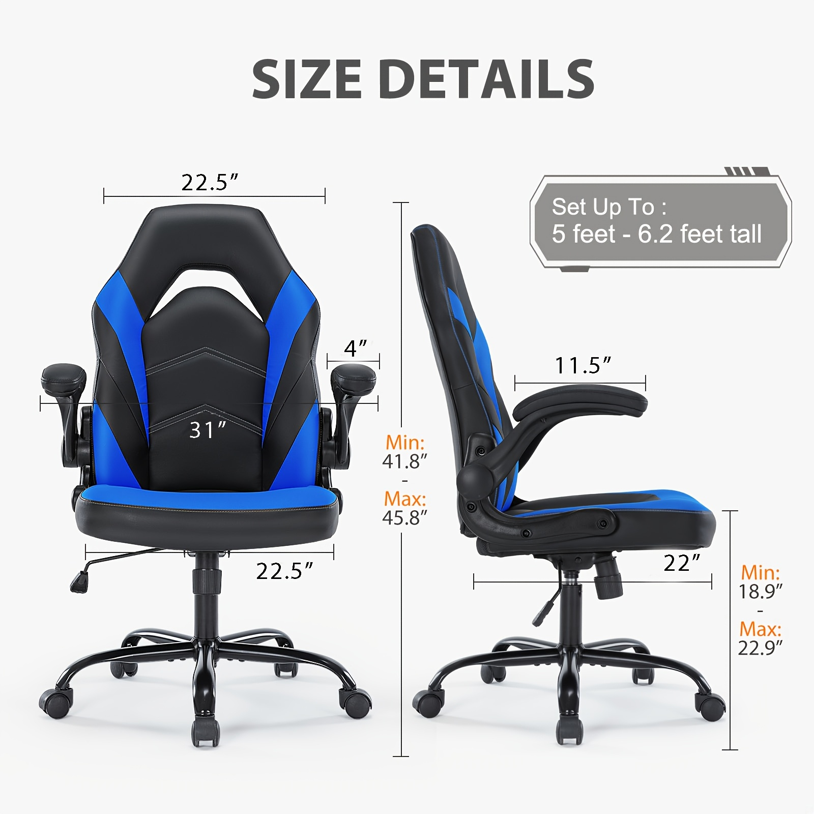 Ergonomic Gaming Chair with Rotating Armrest Lumbar Support & Headrest – Esports Racing Style Computer Office Chair with Footrest for Home Office Desk Work Study