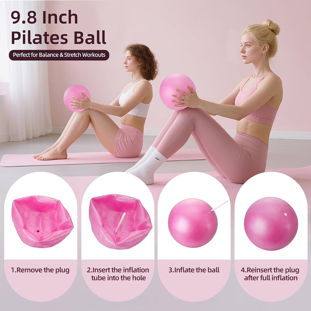 Pilates Kit for Women 14-in-1 – Pilates Ring, 2 Balls, 5 Resistance Bands & Yoga Block for Full Body Core & Flexibility Training, Portable Home Pilates Set