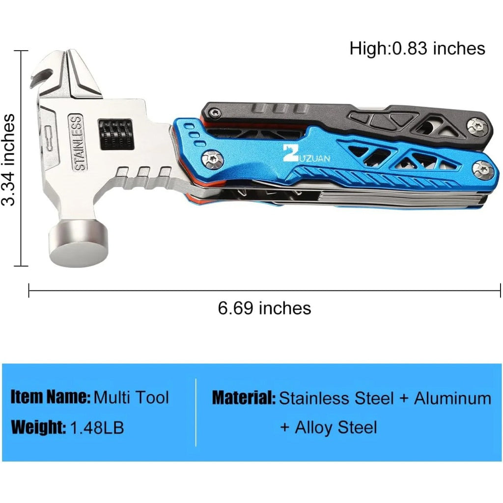 18-in-1 Multitool Hammer with Pliers & Wire Cutters