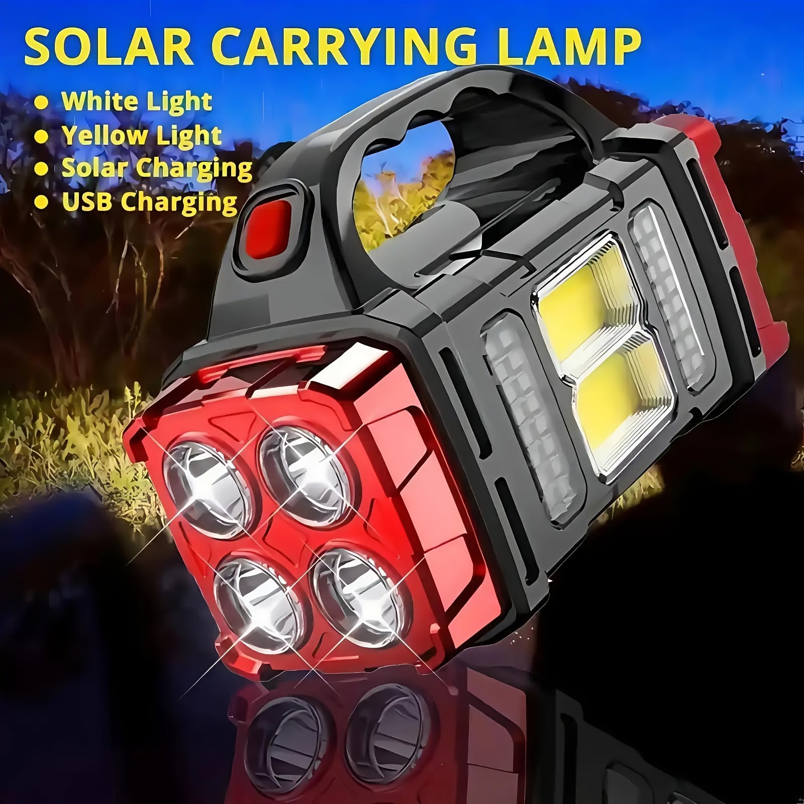 Rechargeable Solar Flashlight 2000 Lumen LED Torch with Power Bank USB-C Charging for Camping Hiking Outdoor Emergency