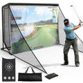 Golf Hitting Net 10x7ft Steel Frame | Golf Driving Net with Side Nets & Simulator Cloth for Backyard Indoor & Outdoor Swing Practice