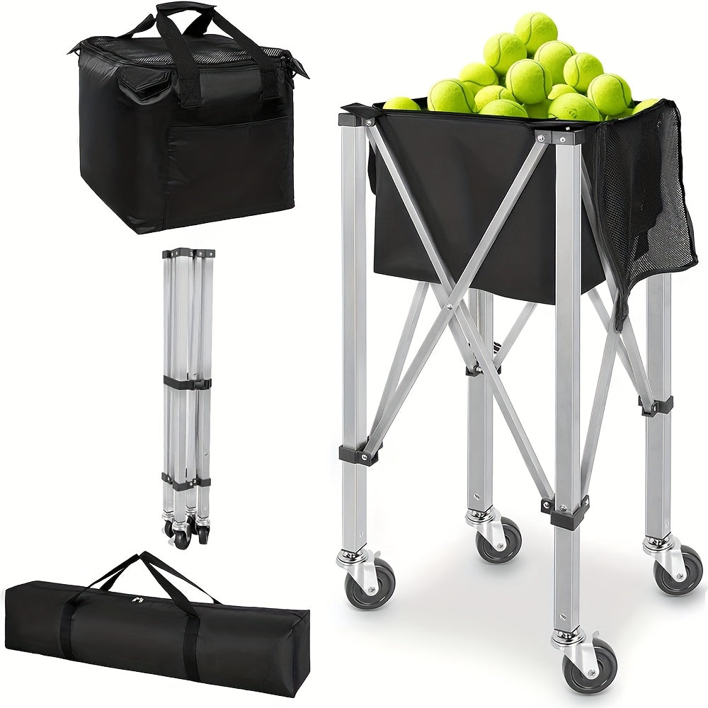Foldable Tennis & Pickleball Ball Hopper – Portable Cart