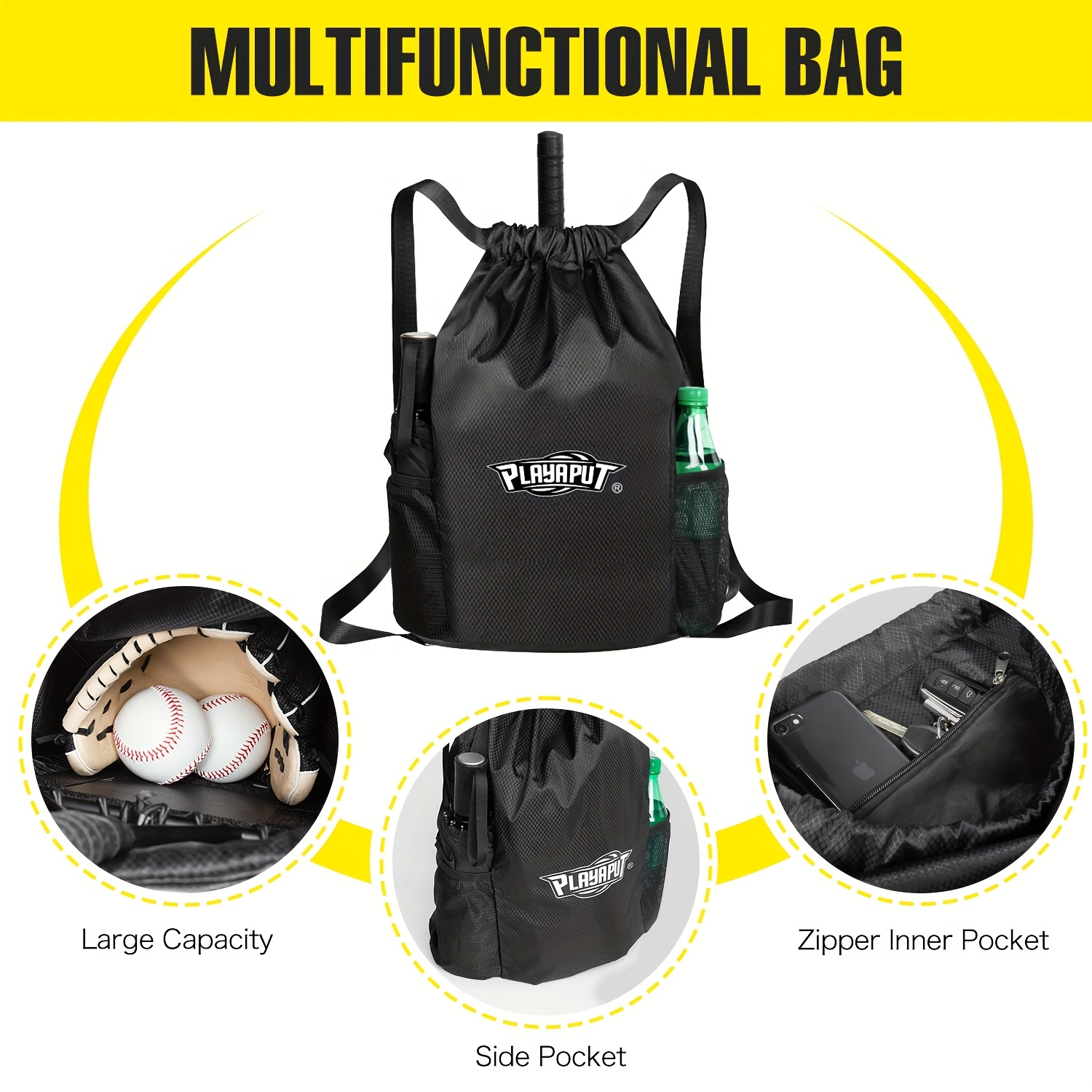 Baseball Softball Fungo Bat Racket for Coaches & Parents – 15 oz Lightweight Practice Bat for Hitting Grounders, Fly Balls & Fielding Drills with Large Shoulder Bag Included