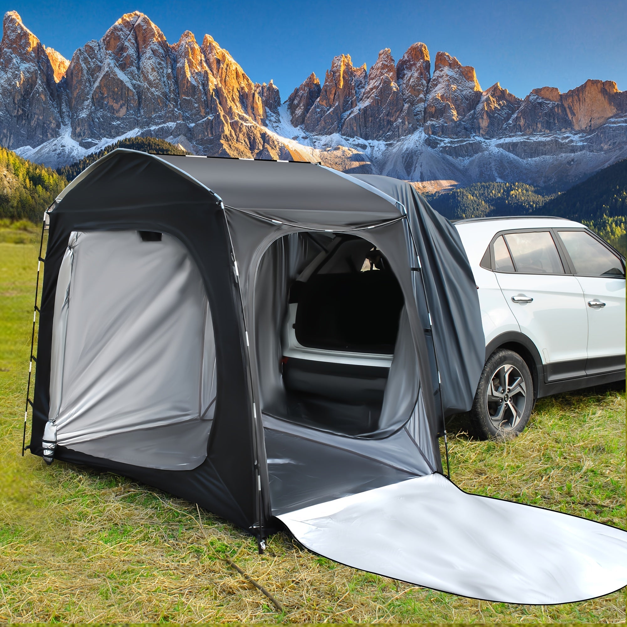 SUV Tent for Camping 5 Person Car Camping Tent Waterproof Tailgate Tent Easy Setup with Porch Awning for Outdoor Road Trip Family Camping Black Gray Navy Green
