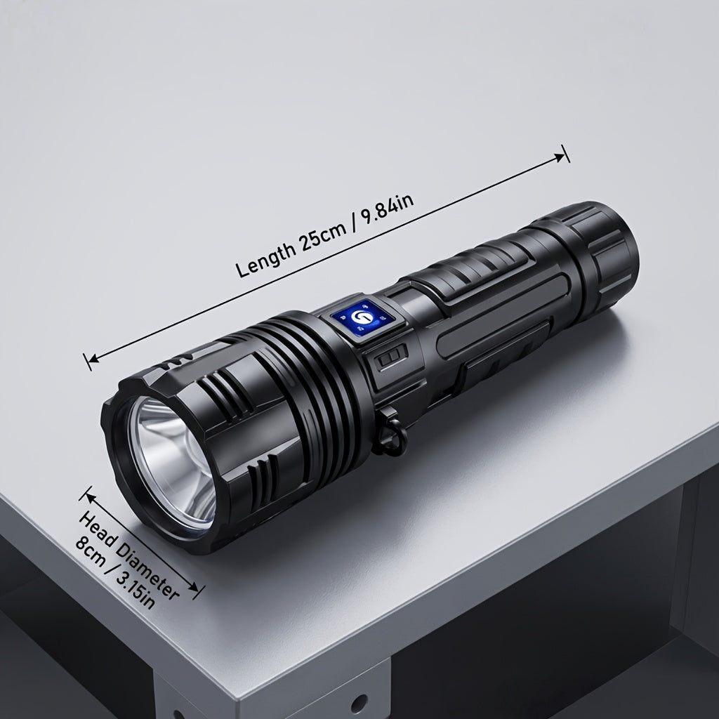 High Lumen LED Flashlight, USB Rechargeable 3000mAh Zoomable Torch, 3 Modes Waterproof Handheld Flashlight for Hiking, Camping, Hunting, Emergency & Outdoor Use