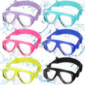 Swimming Goggles Set of 6 with Nose Cover & Wide View Lens – Elastic Strap Scuba Diving Masks, Anti-Fog Swim Goggles for Adults & Kids, Mixed Colors