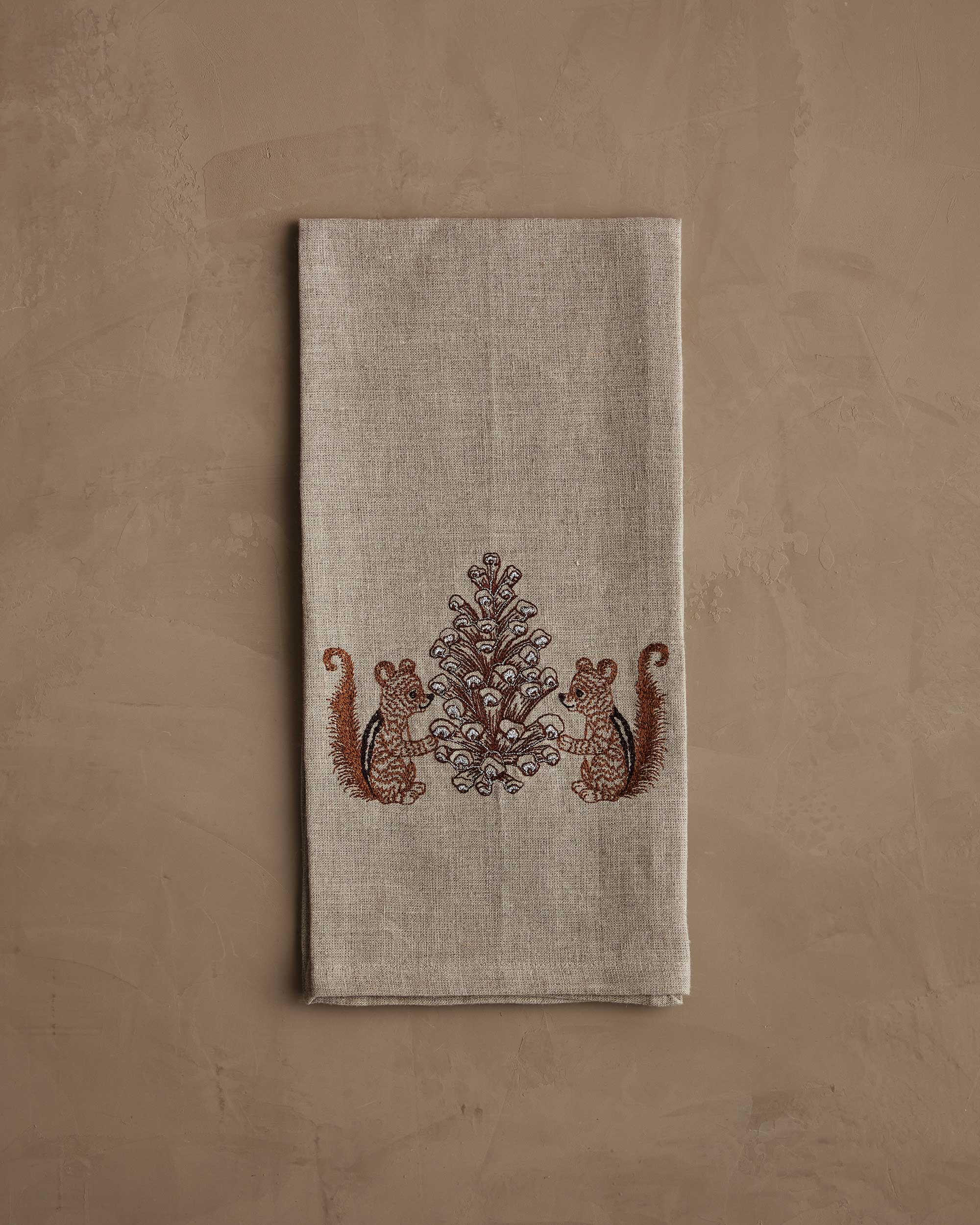 Coral & Tusk Chipmunks with Pinecone Tea Towel