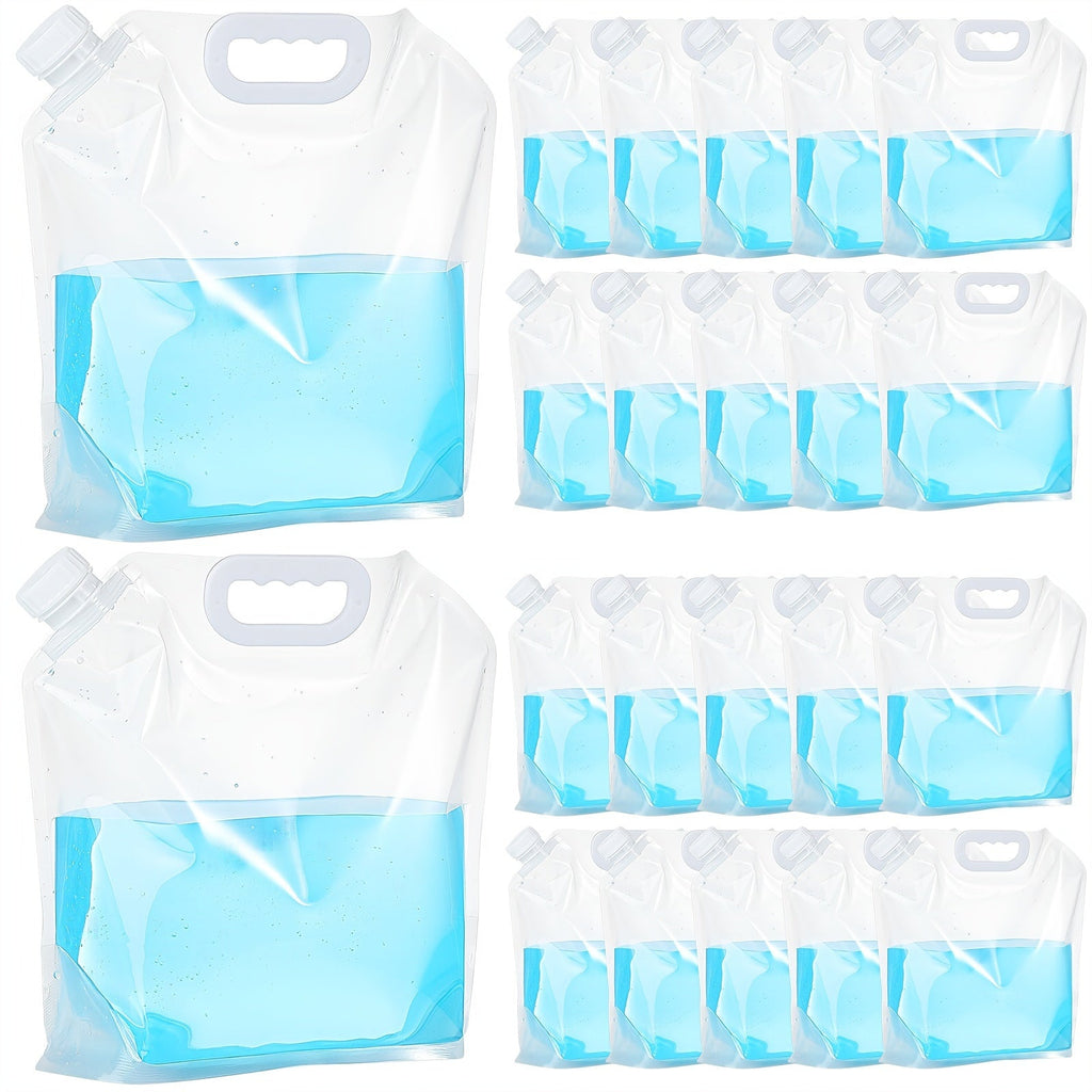 Collapsible Water Bags 20 Pack – 1.3 Gallon Each (26 Gallons Total) Food-Grade Clear Foldable Plastic Water Storage Containers for Emergency, Camping & Outdoor Use