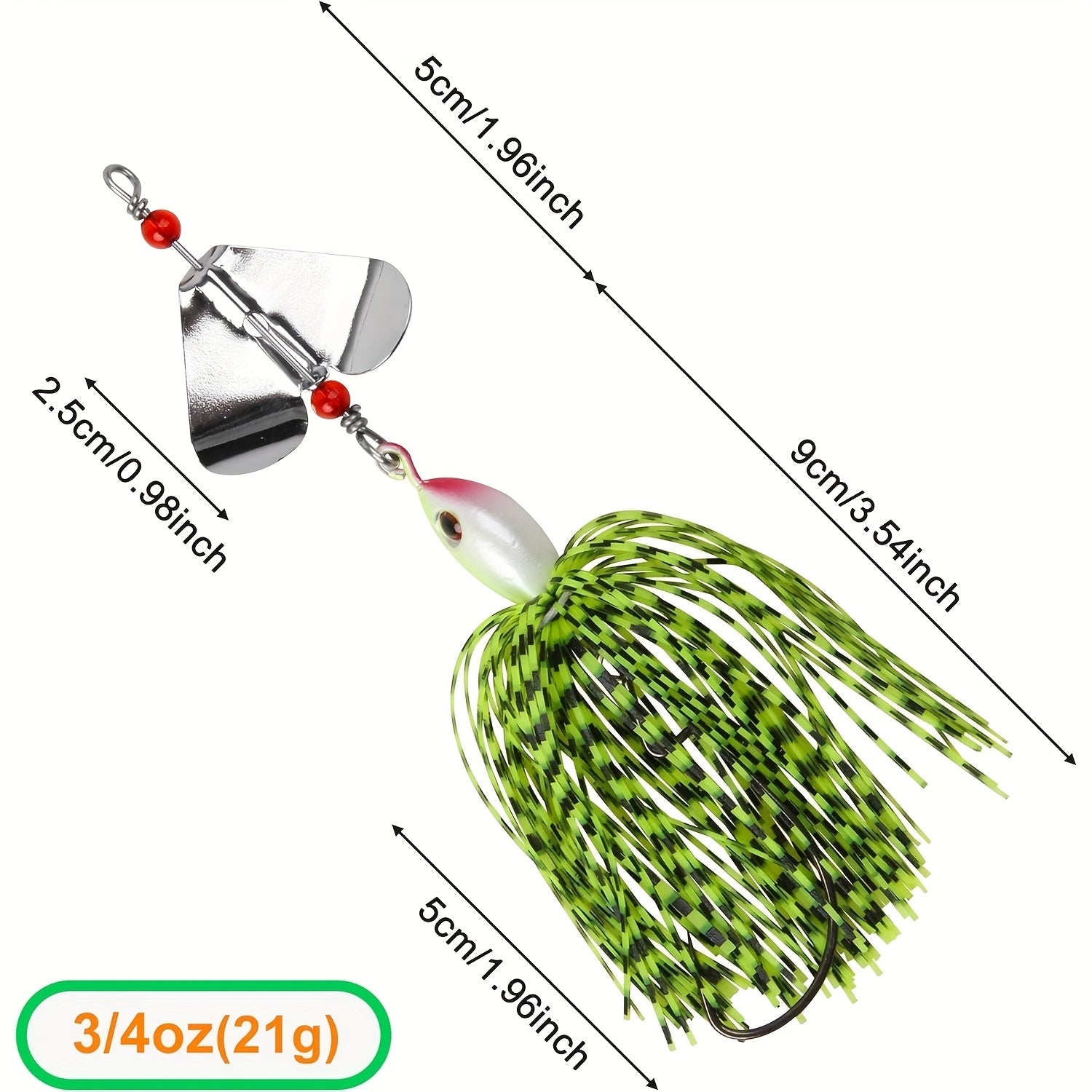 Spinnerbait Buzzbait Fishing Lures 6pcs 3/4oz Multicolor Bass Lure Set with 3D Eyes Rotating Blade Steel Wire Frame for Freshwater Saltwater Bass Trout Salmon Shallow Water Fishing