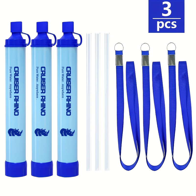 Survival Water Filter Kit | Emergency Camping Water Purifier with Silicone Hose, Lanyard & Instruction Manual – 3, 4 or 6 Pack