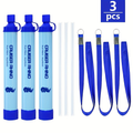 Survival Water Filter Kit | Emergency Camping Water Purifier with Silicone Hose, Lanyard & Instruction Manual – 3, 4 or 6 Pack
