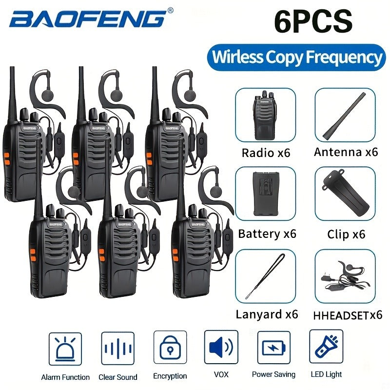 Baofeng BF-888S Walkie Talkies 16 Channel UHF Long Range Two Way Radio Rechargeable with Earphones for Camping Hiking Hunting Outdoor