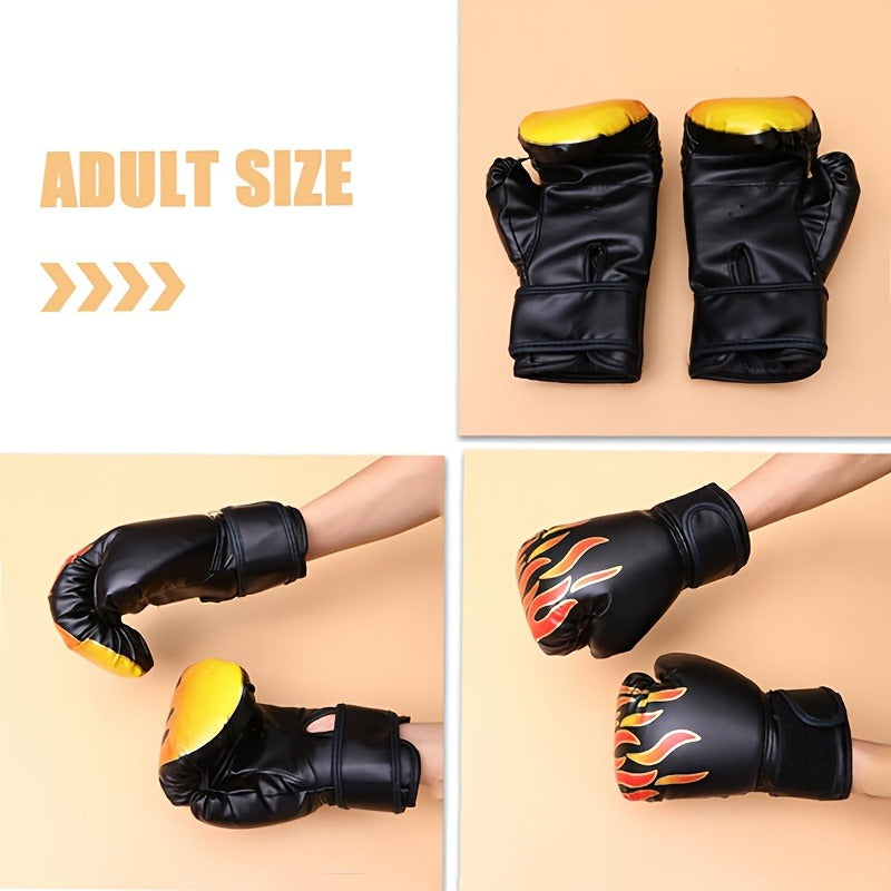 Boxing Training Gloves with Pearl Sponge Padding – Professional Shockproof Faux Leather Gloves for Muay Thai, Sparring, Fighting & Taekwondo, Wrap-Around Wrist Support for Men & Women