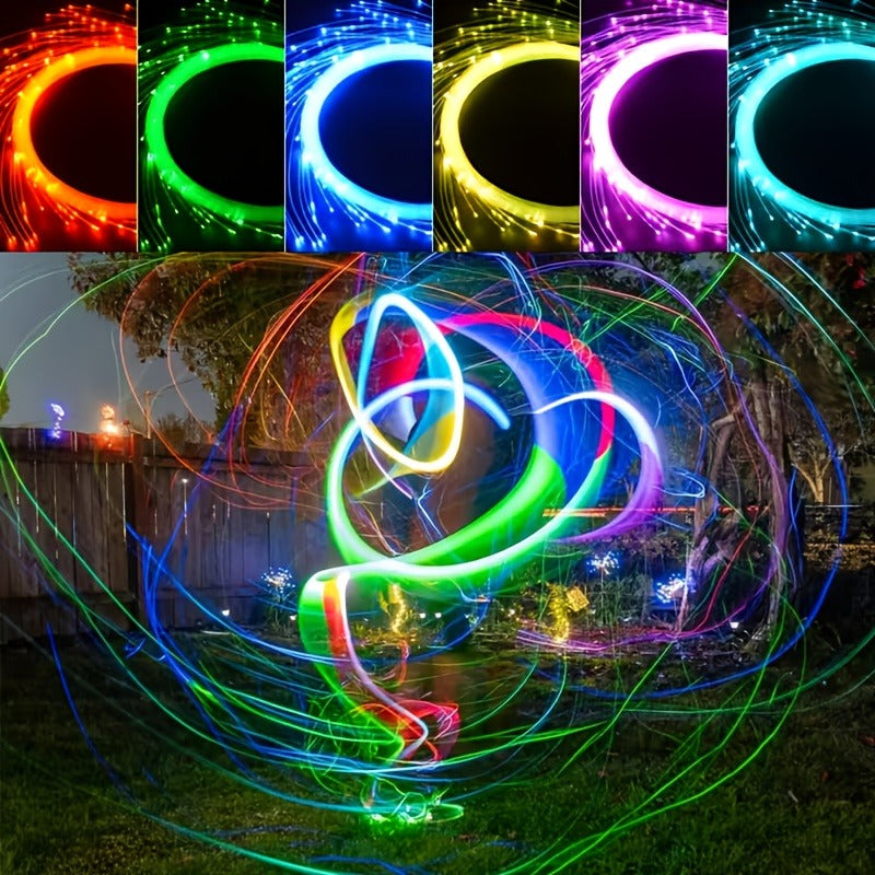 Rechargeable LED Fiber Optic Whip | 7-Color Glow Rave Dance Toy