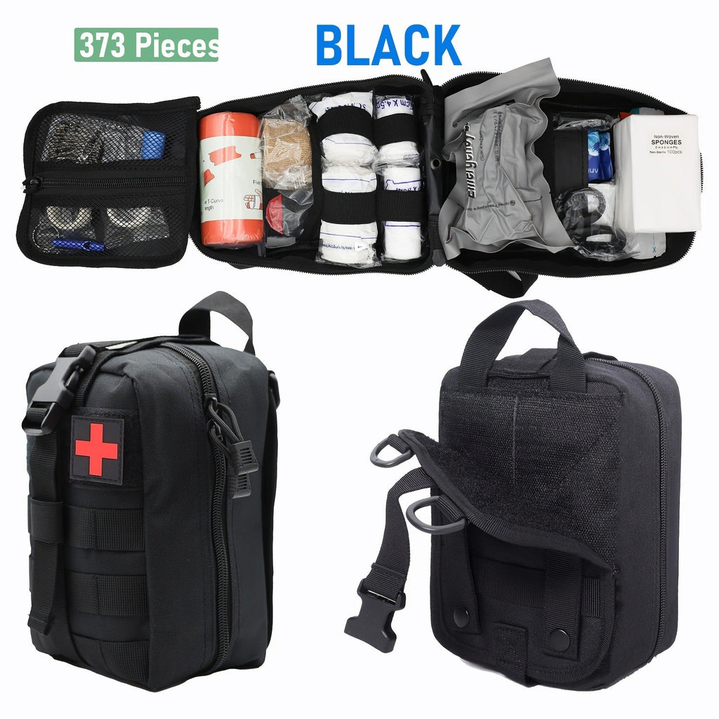 Tactical IFAK First Aid Kit Bag with Tourniquet Scissors Whistle, Portable Emergency Survival Kit for Outdoor Hiking Camping Hunting Car Boat, Multiple Sizes B373 B143 152