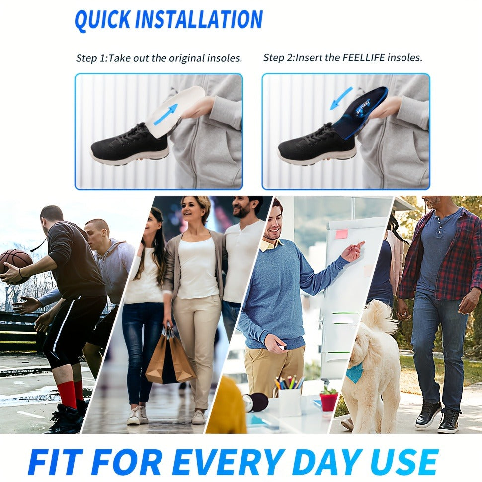 Arch Support Insoles Flat Feet Heavy Duty Shoe Inserts Men Women Work Boots