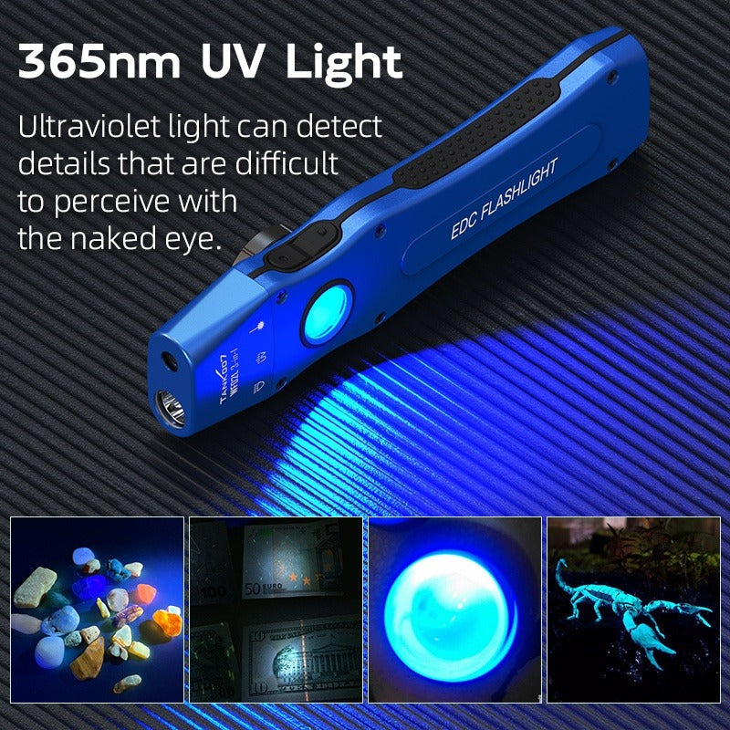 3-in-1 UV Flashlight 1000 Lumen White Light UV365 Green Light Rechargeable Magnetic Torch for Inspection Outdoor Camping Home