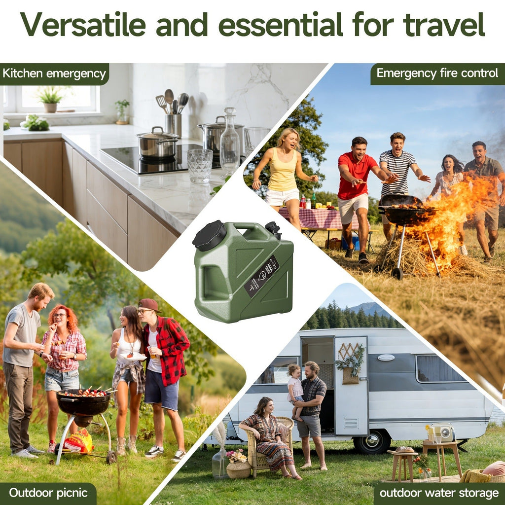 Collapsible Camping Water Storage Bucket 3.2 Gal Portable Water Tank with Faucet Dispenser Army Green Outdoor Emergency Water Container for Hiking Car Camping Festival