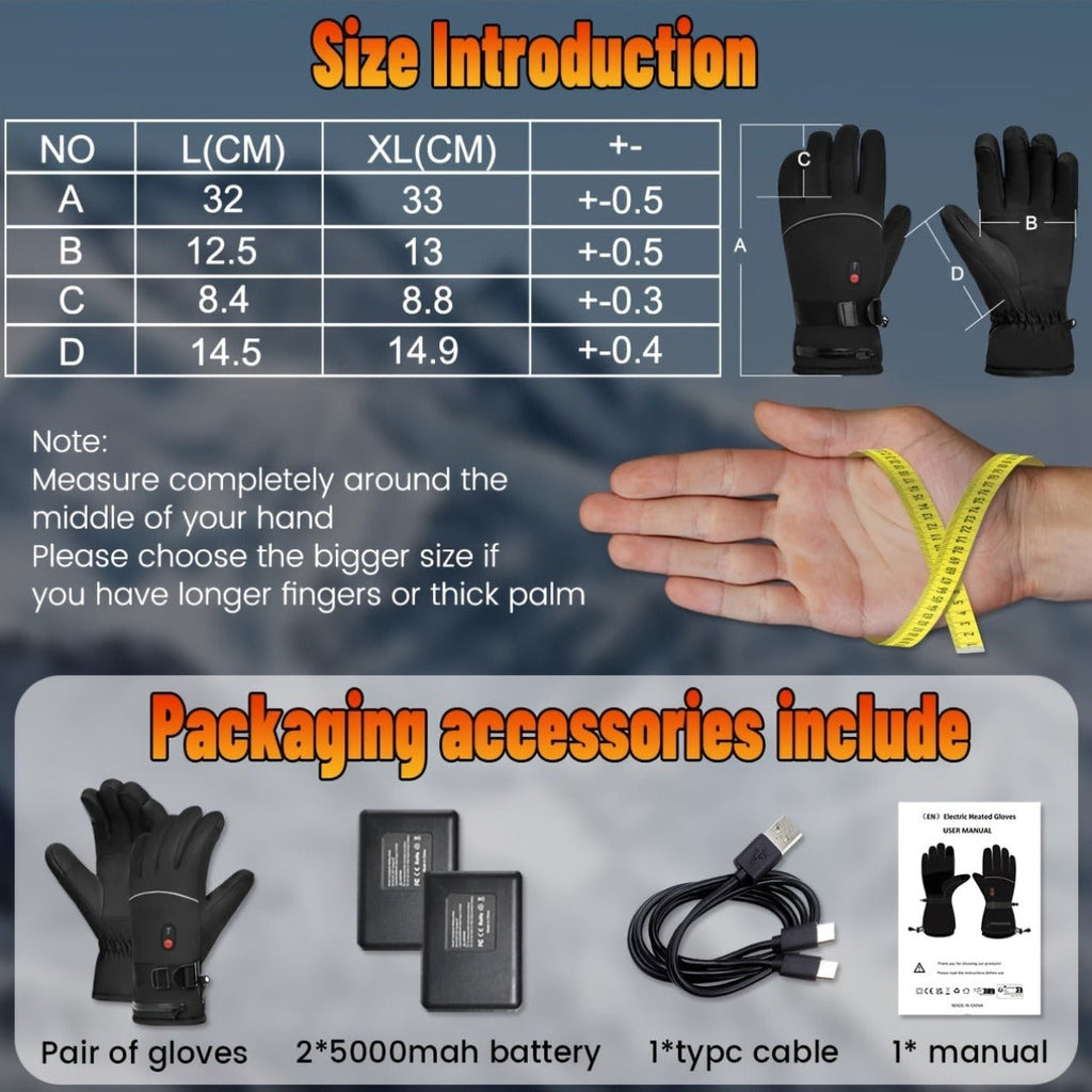 Rechargeable Heated Gloves 2x5000mAh – 3-Speed Temperature Control, Touchscreen Fingertips, Thermal Winter Gloves for Men & Women, Skiing, Hunting, Fishing, Cycling & Camping