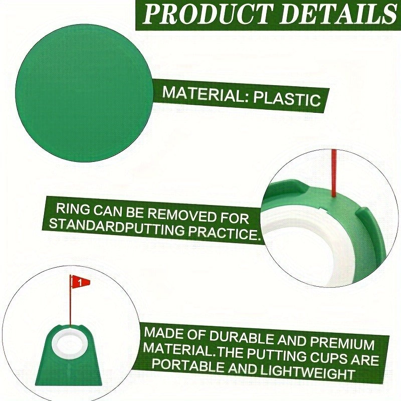 Golf Putting Cup Practice Holes 3 Pack with Numbered Flags Portable Durable All-Direction Surface Regulation Indoor Outdoor Putting Green Training Aid for Improving Putting Skills