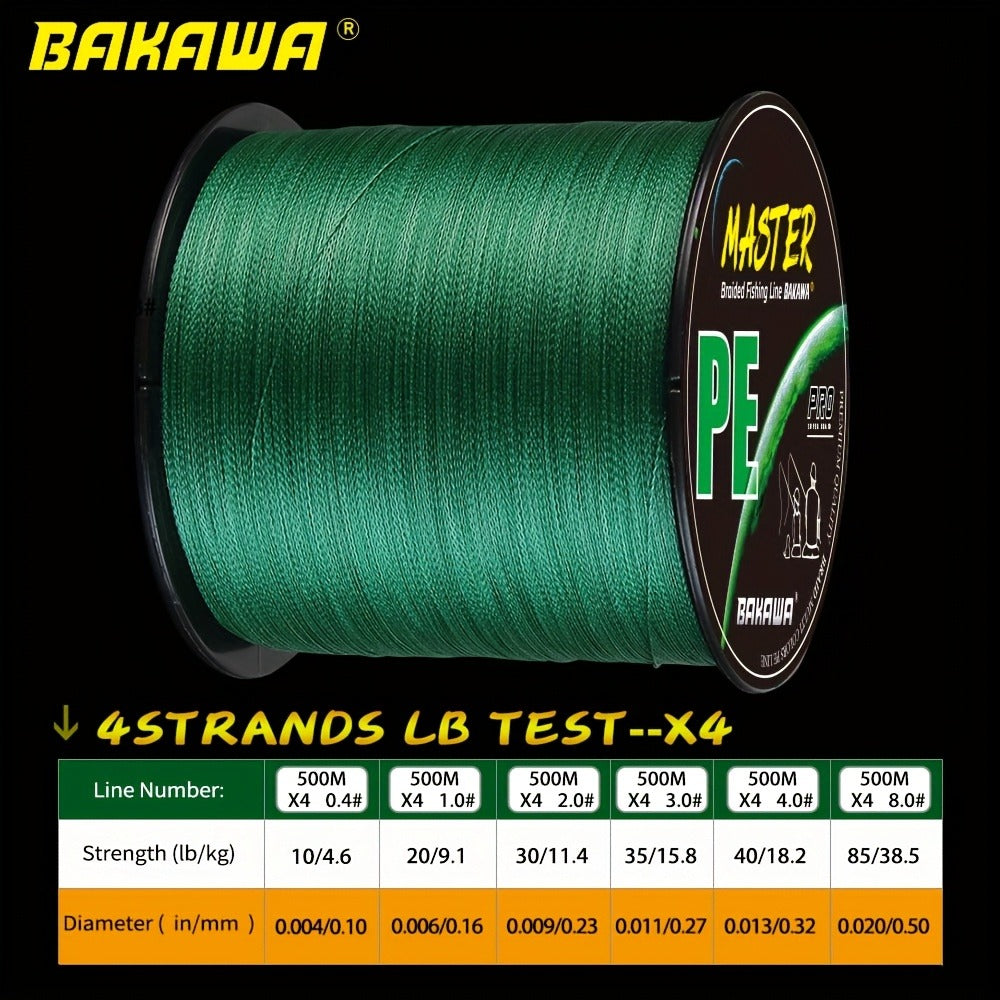 PE Braided Fishing Line 500m – 4 Strand 100% PE, Multi-Color & Solid Colors, 20-85lb, Saltwater Freshwater Carp Fishing