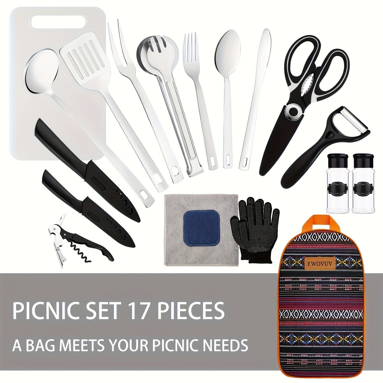 Camping Cookware Set Outdoor Kitchen Cooking Kit – Essential Camp Gear for Barbecue, Meal Prep & Outdoor Cooking at Campsites & Parks – 3 Colors: Green, Black, Cyan