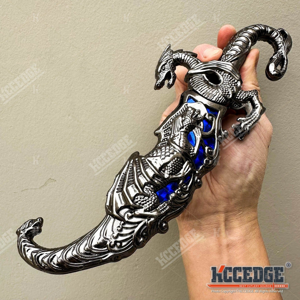 Medieval Fantasy Fixed Blade Knife with Scabbard – 9" Dragon Cosplay Collectible Dagger, 440 Stainless Steel, Historical Replica for Display & Medieval Fair Props