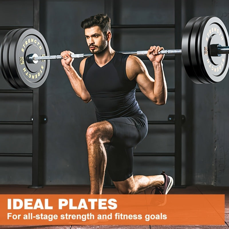 Bumper Plates – Rubber Olympic Weight Plates 10–45 lbs, 2-Inch Steel Center Ring, for Strength Training & Weightlifting, Home Gym Barbell Discs
