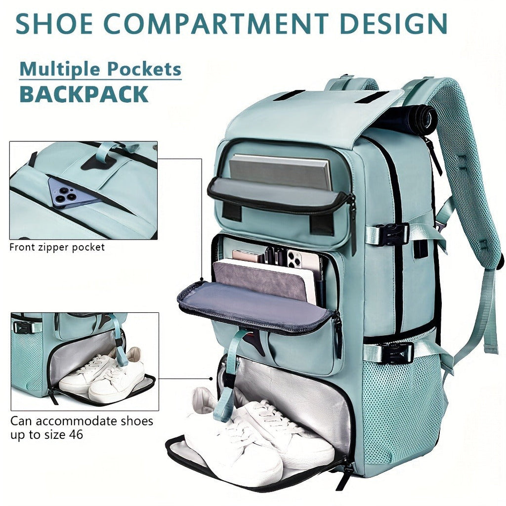 Large Capacity Laptop Backpack with Shoe Compartment & USB Charging Port – Waterproof Soft Shell Daypack for Men & Women, Multi-Functional Travel Rucksack for Business, College & Daily Commute, Multiple Colors Available