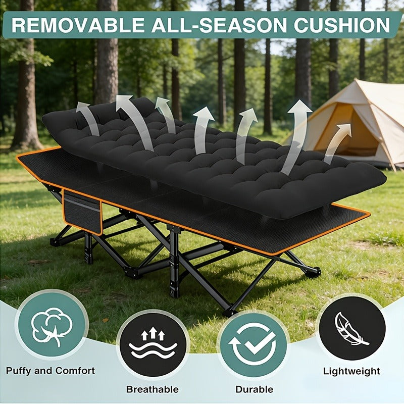Heavy Duty Folding Bed 500 600 700 LBS Capacity Extra Large Portable Camping Cot Guest Bed with Optional Mattress Sturdy Steel Frame Flip-Up Foldable Patio Sofa Bed
