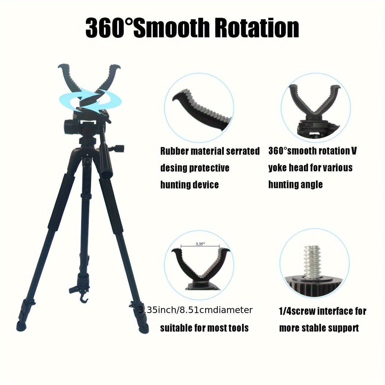 Adjustable V-Shape Shooting Tripod Stand 21-59 Inch, Heavy Duty Rifle Gun Rest Tripod for Outdoor Hunting Shooting Practice Photography, Portable Folding Bipod Tripod with V Yoke for Range and Field Use
