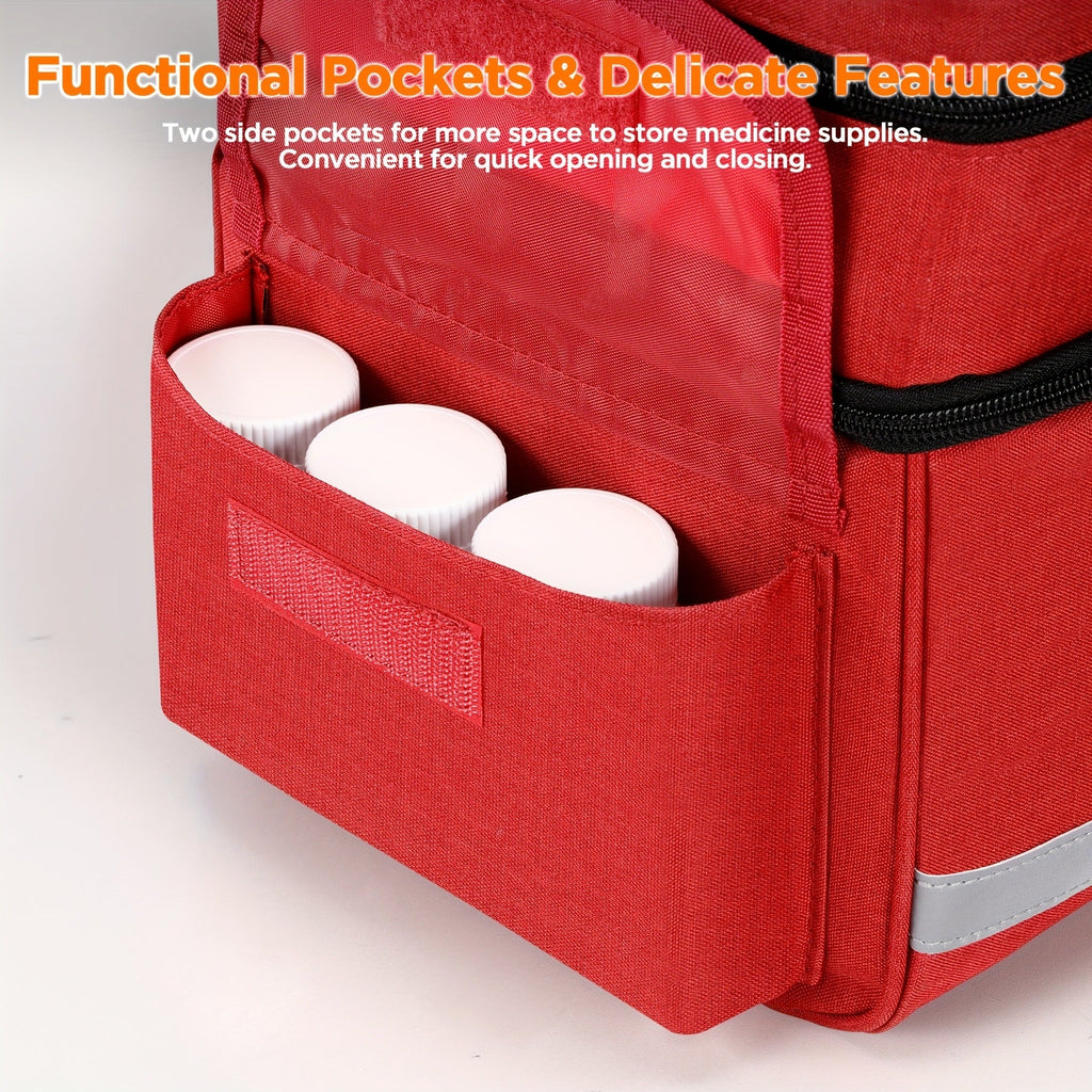 Lockable Medicine Organizer Bag with Combination Lock, Double-Layer Large Capacity Pill Bottle Storage Case for Prescription Bottles First Aid Supplies Home Travel, Portable Medication Carry Bag Red Grey Black