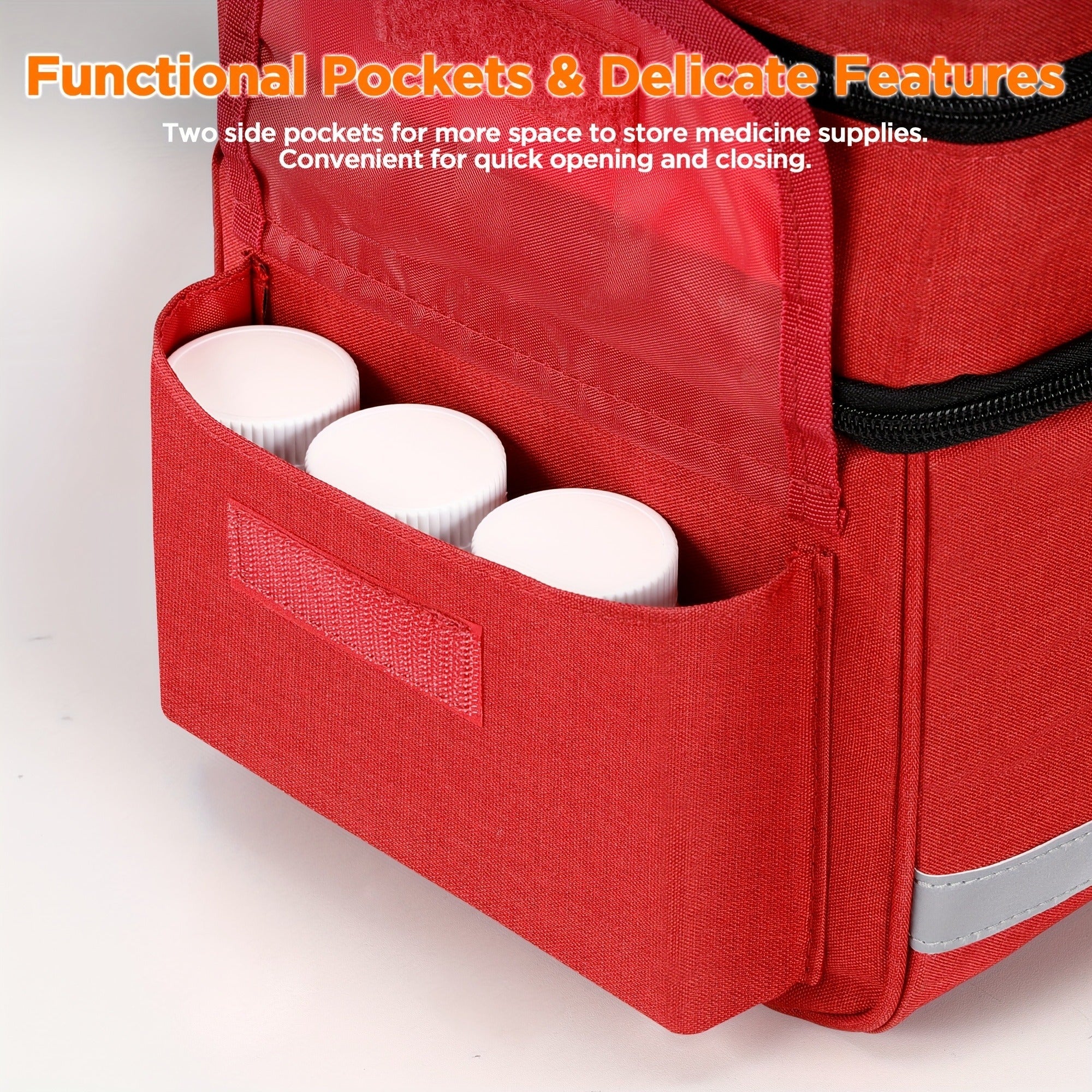 Lockable Medicine Organizer Bag with Combination Lock, Double-Layer Large Capacity Pill Bottle Storage Case for Prescription Bottles First Aid Supplies Home Travel, Portable Medication Carry Bag Red Grey Black