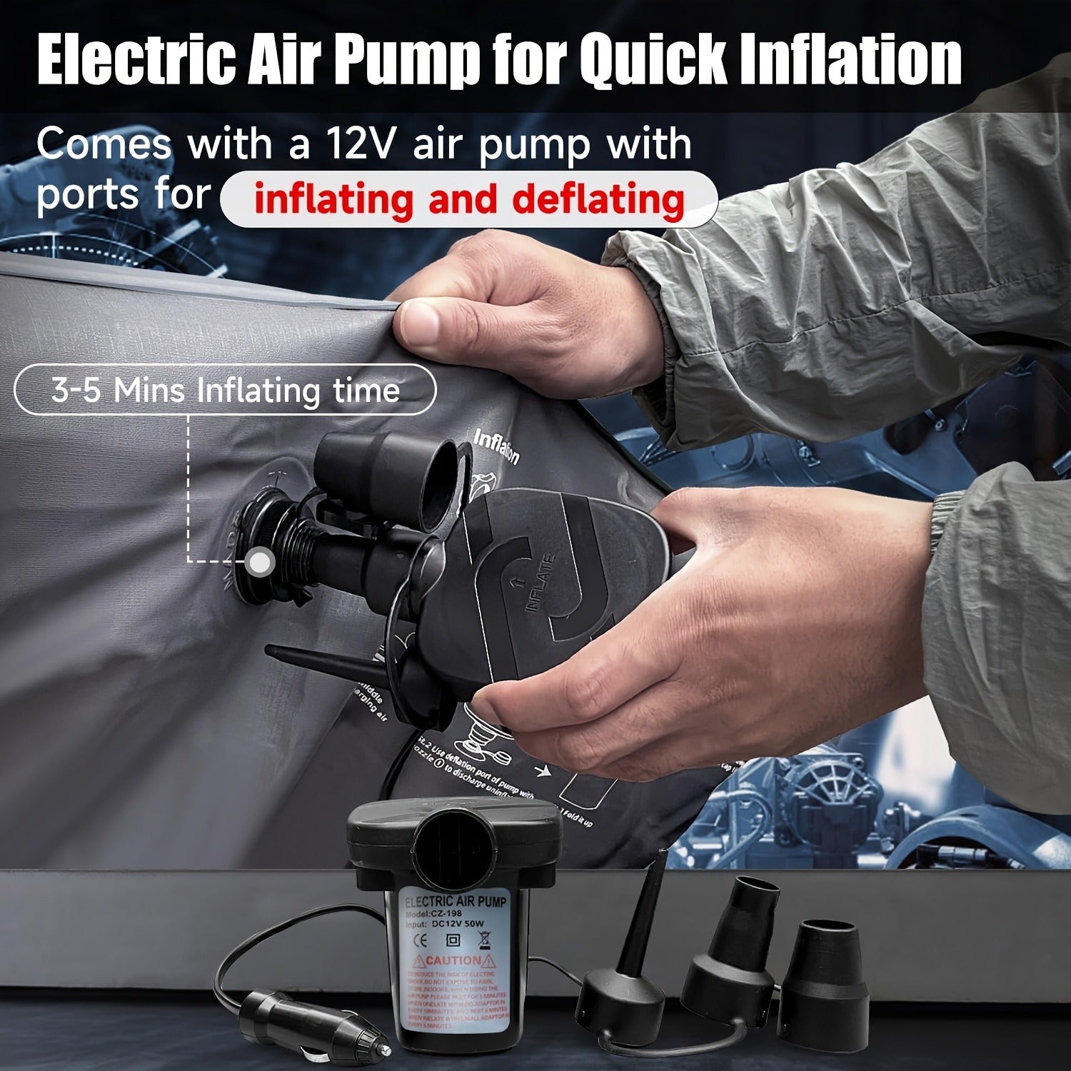 Car Inflatable Mattress Air Bed for Truck SUV MPV Back Seat with 2 Pillows Portable Camping Air Mattress for Road Trips Hiking Backpacking Outdoor Travel Black Dark Blue