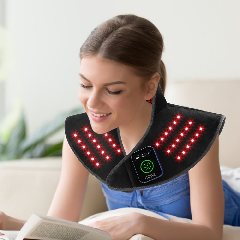 Red Light Therapy Shoulder Wrap with Dual Wavelength 660nm & 850nm Near-Infrared – 116 LED Wearable Device for Neck, Shoulder & Back Relief, 3 Wellness Modes, 5000mAh Battery, Remote Control