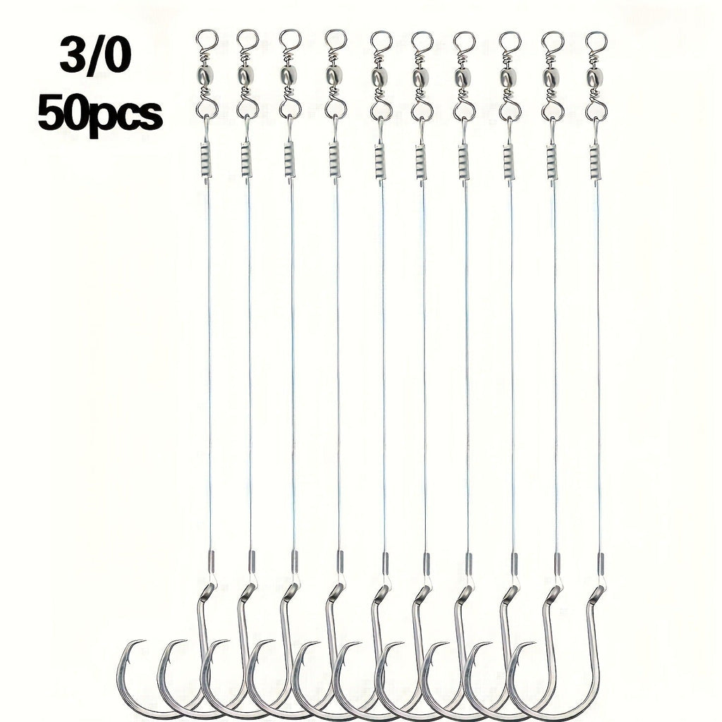 Circle Hooks 50pcs – Octopus Offset Steel Fishing Hooks for Catfish, Bass, Saltwater & Freshwater, Size 1/0 to 7/0