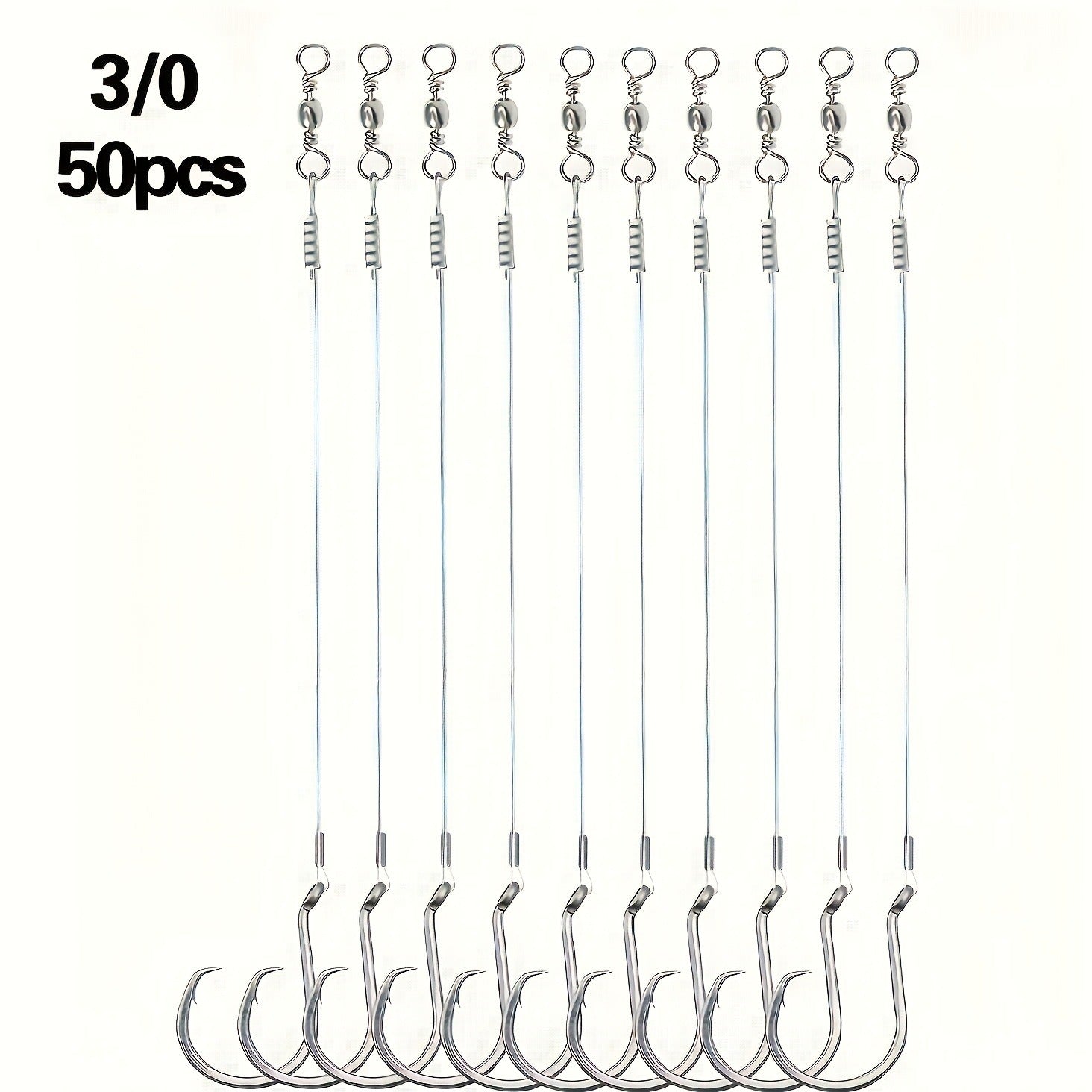 Circle Hooks 50pcs – Octopus Offset Steel Fishing Hooks for Catfish, Bass, Saltwater & Freshwater, Size 1/0 to 7/0