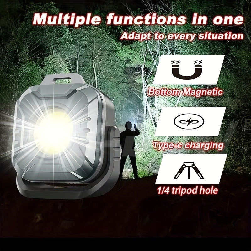 COB LED Work Light Rechargeable 500 Lumen 6 Modes Adjustable Color Temp Mini Tactical Flashlight for Camping Garage Car Repair Emergency EDC