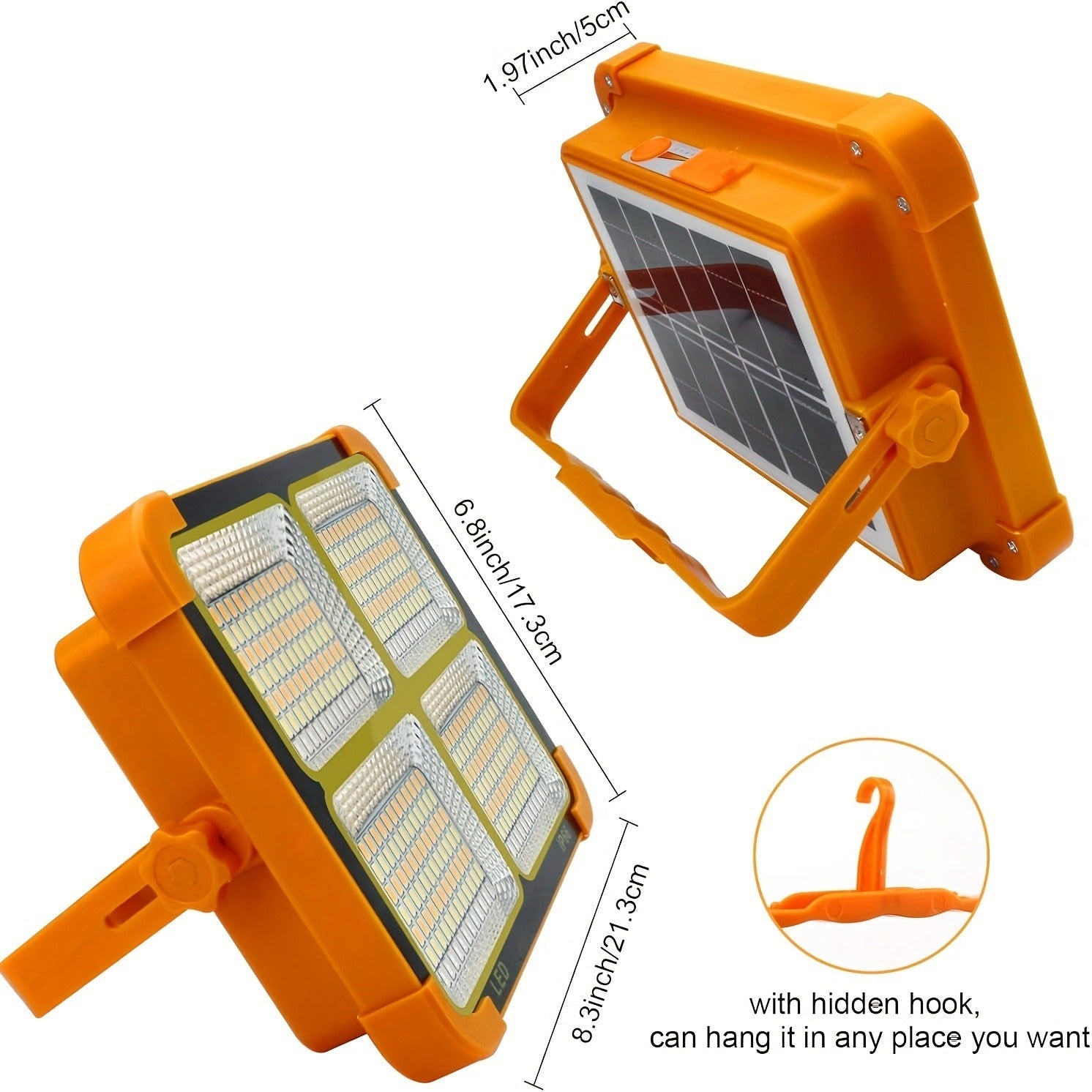Magnetic Solar Work Light with Hook – 6500 Lumen LED Camping Light, Adjustable Brightness, Solar & USB-C Dual Charging, 6 Modes, Portable Hanging Lamp for Camping, Hiking, Garage & Emergency, 1/2/4/6/10 Pack