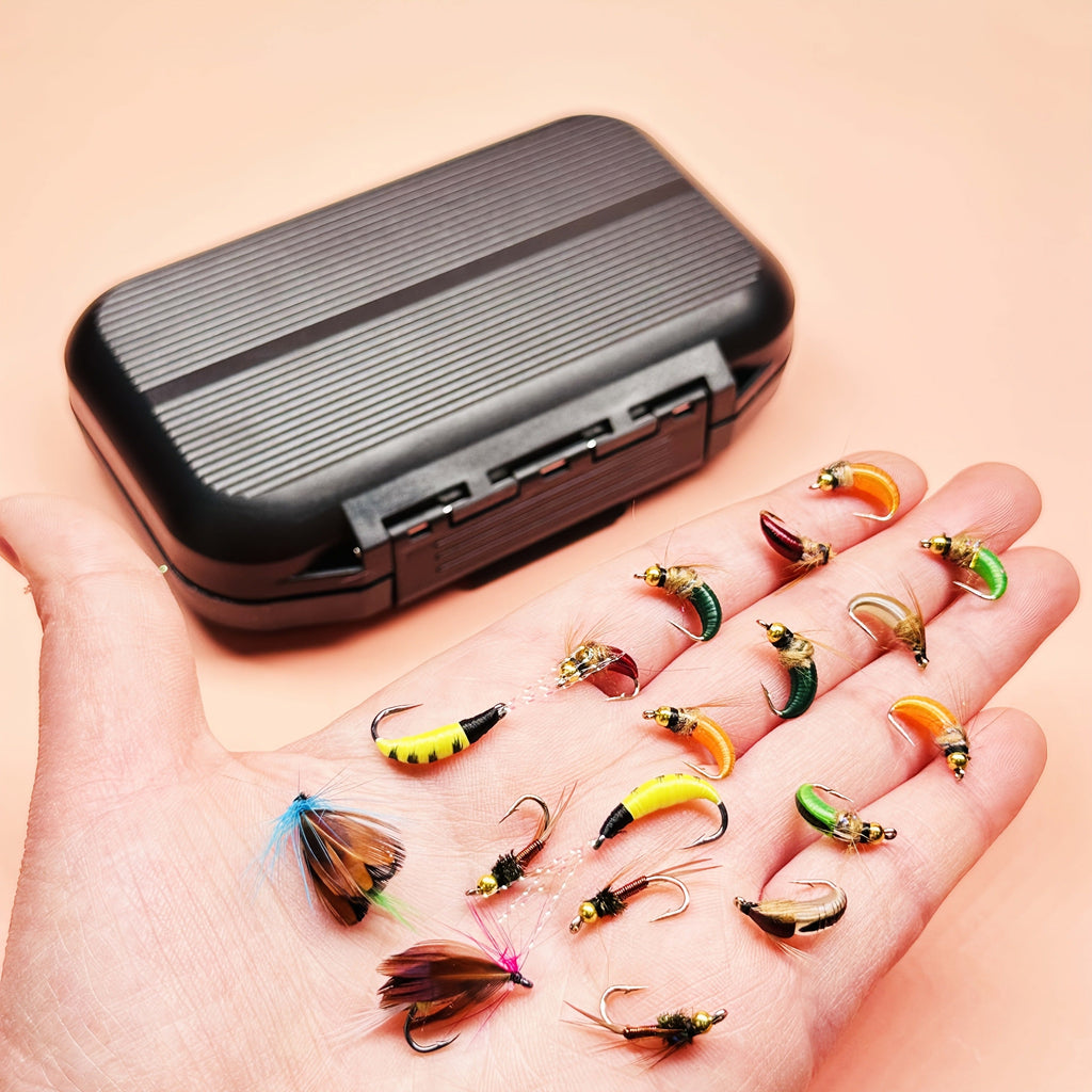 Fly Fishing Lures 72pcs Dry & Wet Flies Assortment with Fly Box - Hand-Tied 6 Patterns for Trout, Bass & Salmon, Biomimetic Bait, Fisherman Gift